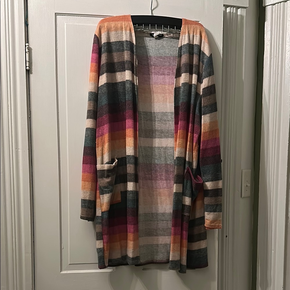 HEIMISH USA Colorful Striped Open Cardigan